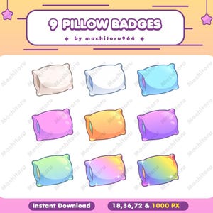 Twitch-badges / kussenbadges / 9 badges / YouTube-badges / Discord-badges / kussenkleur / knus kussen / knusse badges