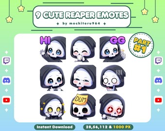 Lindos gestos de la Parca / 9 gestos de la Parca, parte 1 / Gesto de Twitch / Gestos de calavera / Halloween / Gestos espeluznantes / Lindo gesto de la Parca / Discord / Youtube