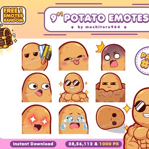 Cute Potato Emotes - Part 1 | 10 Kawaii Emotes for Twitch, Discord, YouTube | Adorable Streamer & Gamer Set