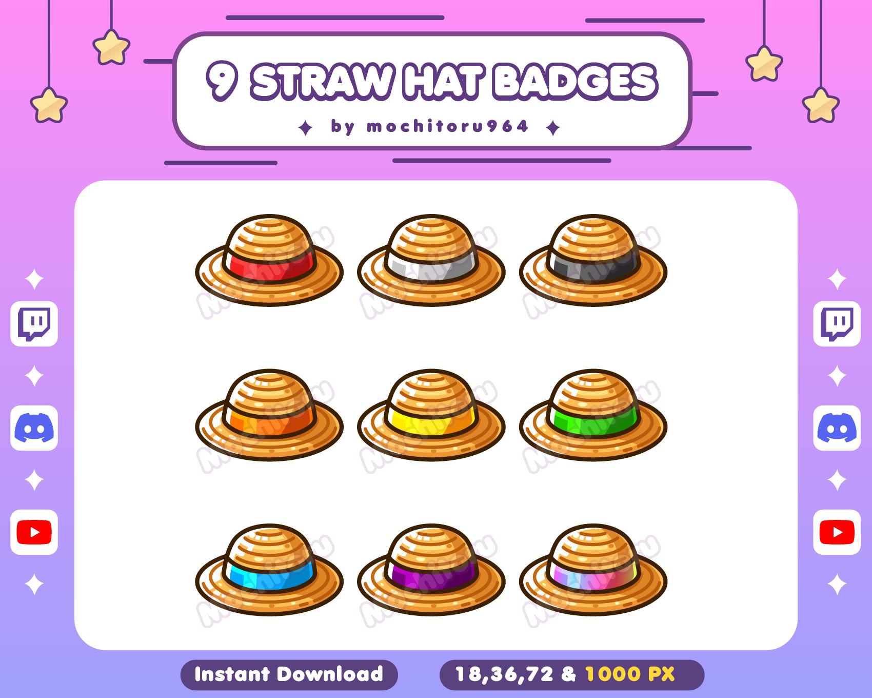 Twitch Badges | Straw Hat Badges | 9 Badges | Pirates | Badges Anime | Emotes | Cute Badges | YouTube Badges | Discord Badges | Hat Anime