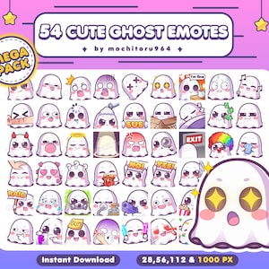 Twitch-emotes - Leuke spook-emotes | Megapakket emotes | Kawaii griezelige emotes | Cartoonspook | Halloween-emotes voor Twitch, Discord en YouTube