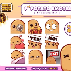 Cute Potato Emotes - Part 3 | 10 Kawaii Emotes for Twitch, Discord, YouTube | Adorable Streamer & Gamer Set