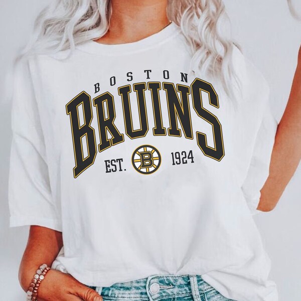 Vintage 90er Jahre Boston Bruins Unisex T-Shirt, Boston Bruins Sweatshirt, langärmelige T-Shirts, Geschenke für Bruins Hockey-Fans