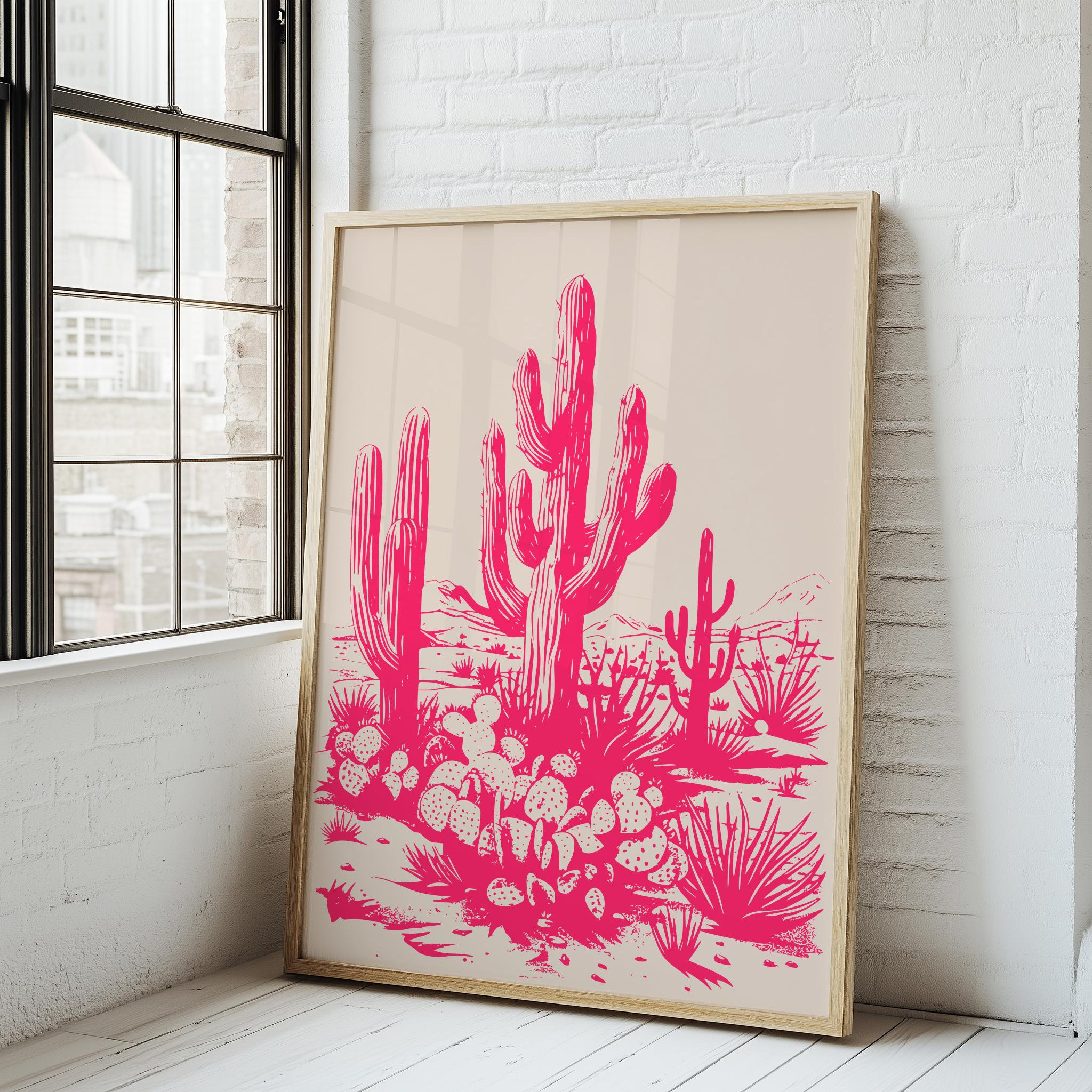 Hot Pink Saguaro Cactus Wall Art Mexican Desert Wall Art Trendy ...