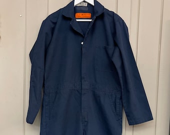 Vintage 90s Y2K Mechanic coveralls | Boiler suit.  Navy blue, poly/cotton, zip front. Size 40R. Unisex Medium.