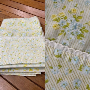 Vintage 70s Springmaid yellow floral twin flat sheet