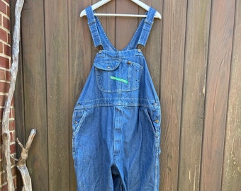 Men's Unisex KEY IMPERIAL Denim Overalls Zip Fly. 50 x 30. 2XL. Oversized.