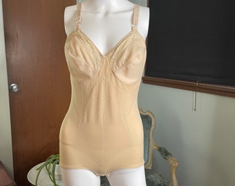 Vintage 70s 80s bodysuit girdle shaper. Dark beige. Fit XS.