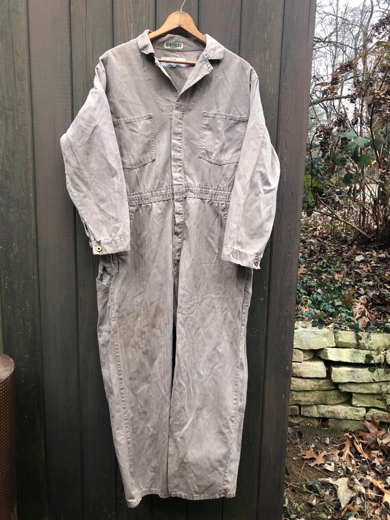 Vintage 90s herringbone Universal coveralls. Dark