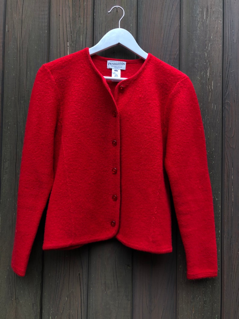 Vintage 1990s Pendleton boiled wool red cardigan size SM