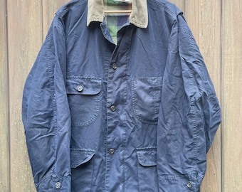 Vintage 90s Liz Claiborne chore coat | barn jacket.  Navy Blue.  Unisex size large thru XL.