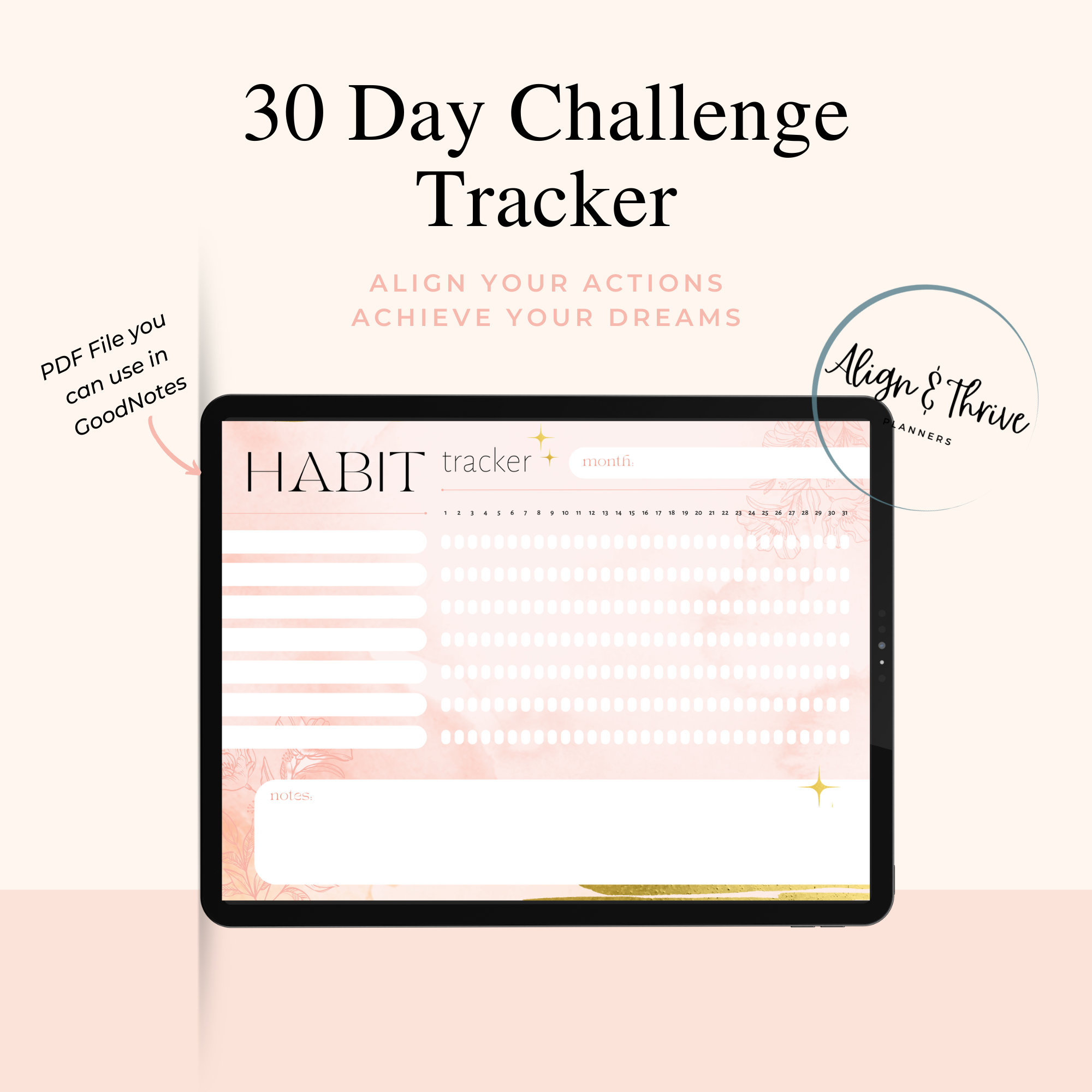 30 Day Challenge Tracker - Printable Habit Tracker, Habit Tracker Pdf ...