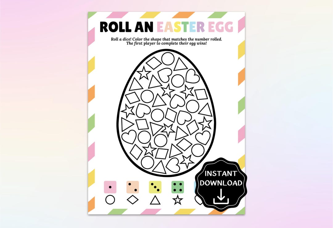 Roll an Egg Game, Easter Roll the Dice Game Printable, Easter Party ...