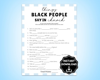 Black Church Sayings Game, Church Trivia, Black Christian Icebreaker Game, Games for Church Youth Group, Church Party, Team Building Games