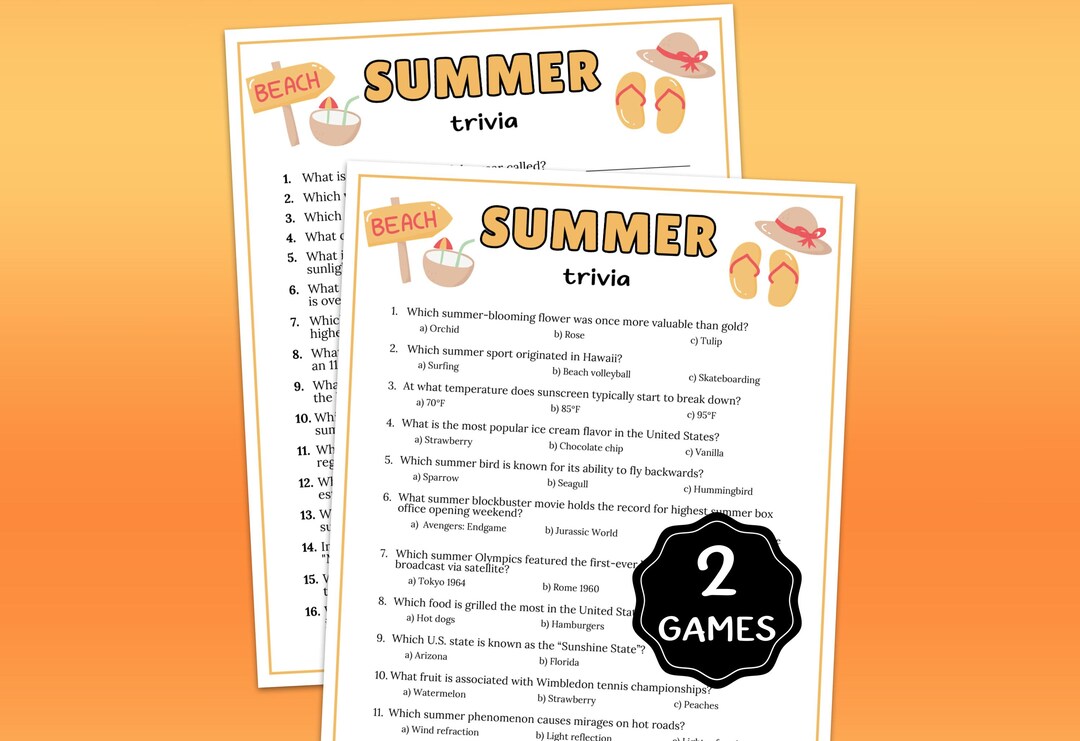 Trivia Break Summer Trivia Games, Summer Break Games for Kids & Adults, Summer Road ...