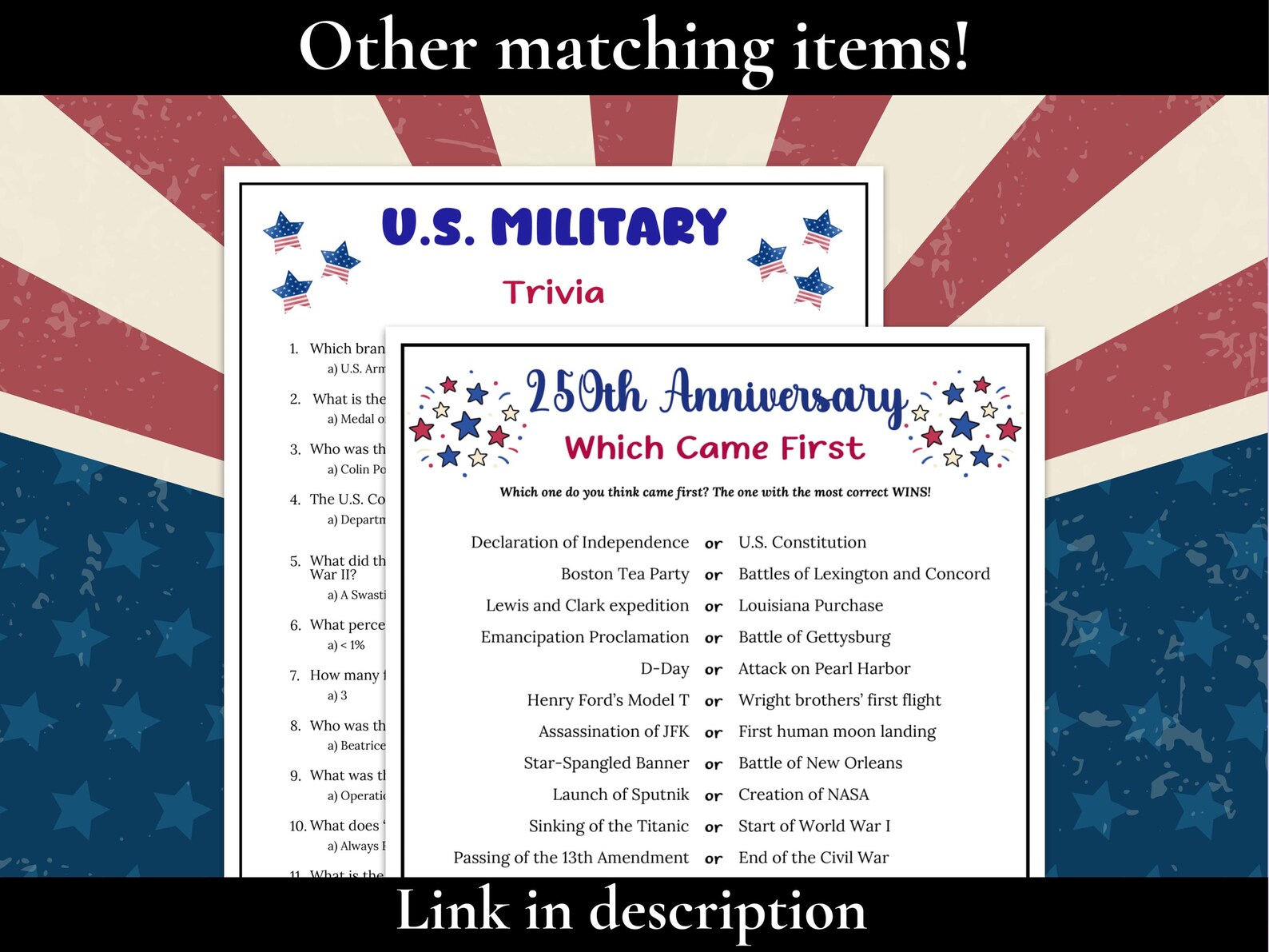 250th Anniversary Trivia Games, 4th of July Games, 250 Years USA Games ...