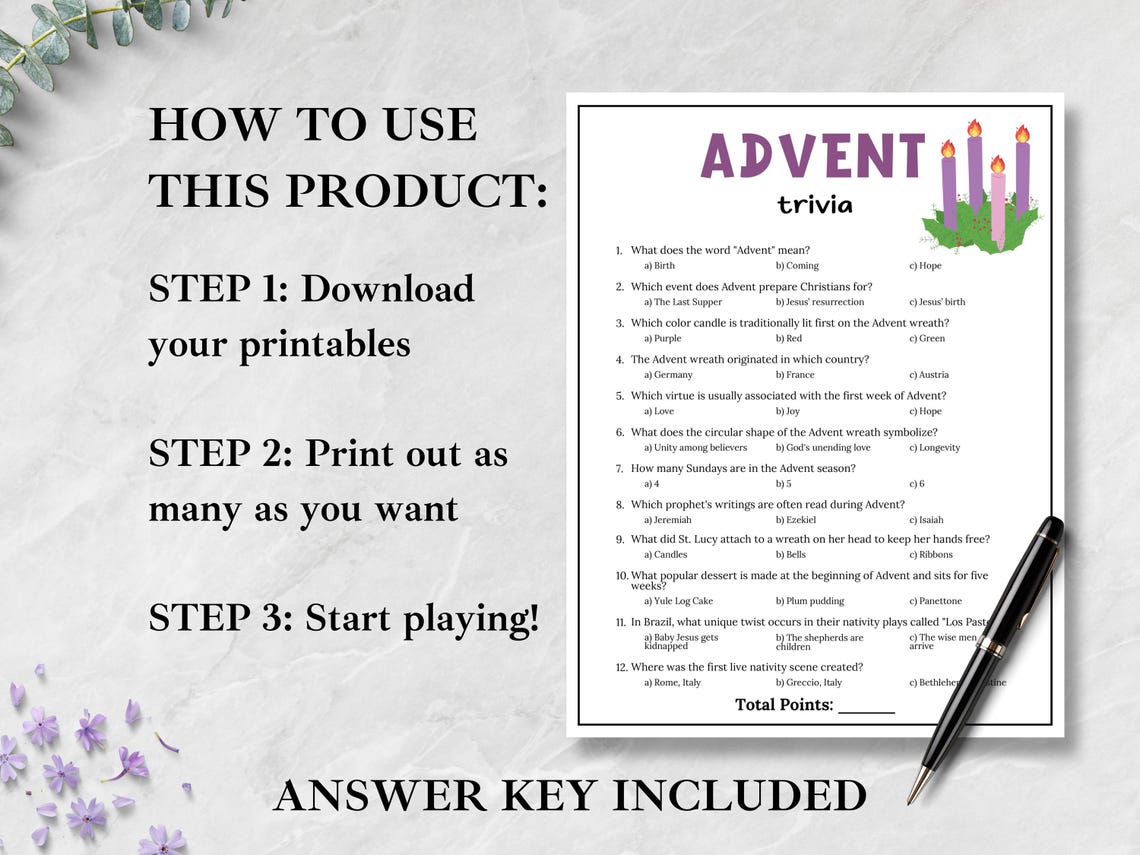Advent Trivia Game, Nativity Trivia, Christmas Story Quiz, Sunday ...