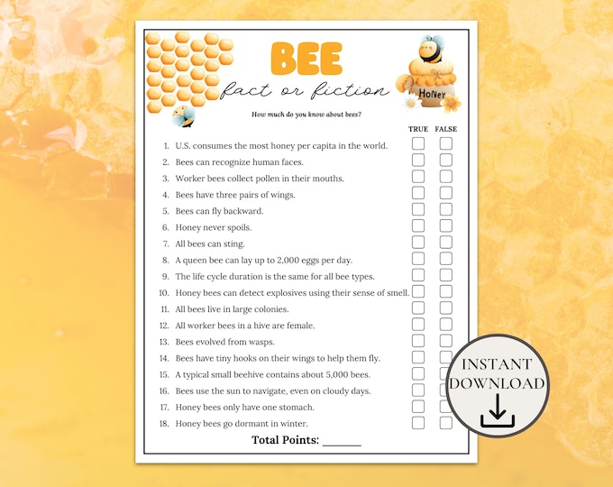 Bee Riddles, Fun Printable Party Game for Kids and Adults, Bee Theme ...