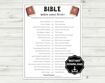 Bible Which Came First Game, Sunday School Bible Games for Kids, Old Testament Bible Study Game, Women's Ministry Church Icebreaker Activity