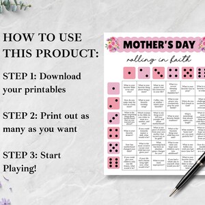 Mother's Day Game for Christian Moms, Women's Ministry Game, Mother's Day Church Activity, Mother's Day Dice Game, Mother's Day Brunch Games image 4