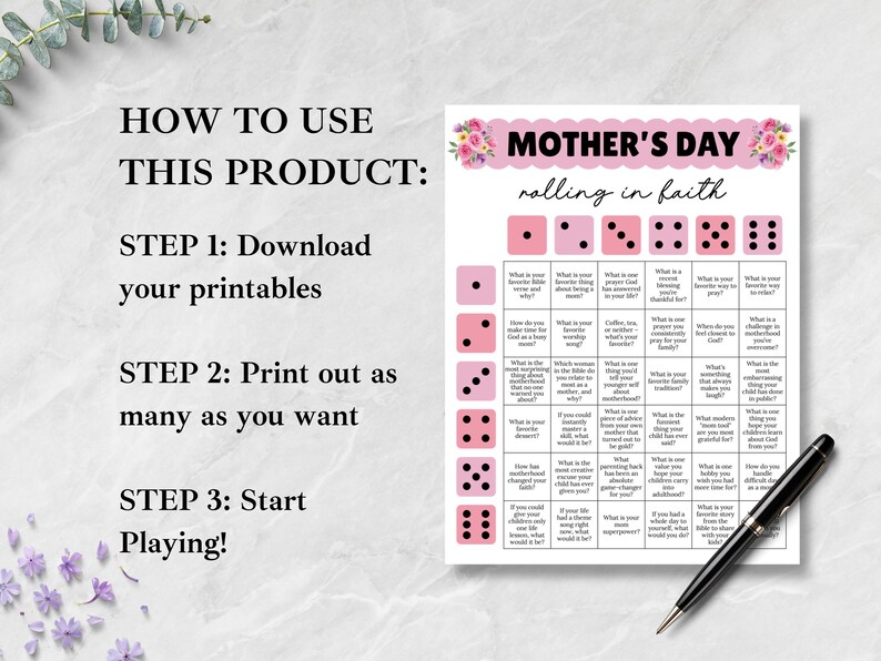 Mother's Day Game for Christian Moms, Women's Ministry Game, Mother's Day Church Activity, Mother's Day Dice Game, Mother's Day Brunch Games image 4