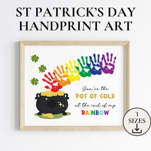 St Patrick&#39;s Day Handprint Art, Rainbow Pot of Gold, Handprint Keepsake Craft, Preschool Daycare Activity,Sunday School St Patrick Day Craft