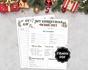 Christmas Wish List Printable, Secret Santa Questionnaire, Secret Santa List for Adults, Employee Gift Exchange Survey, Staff Appreciation