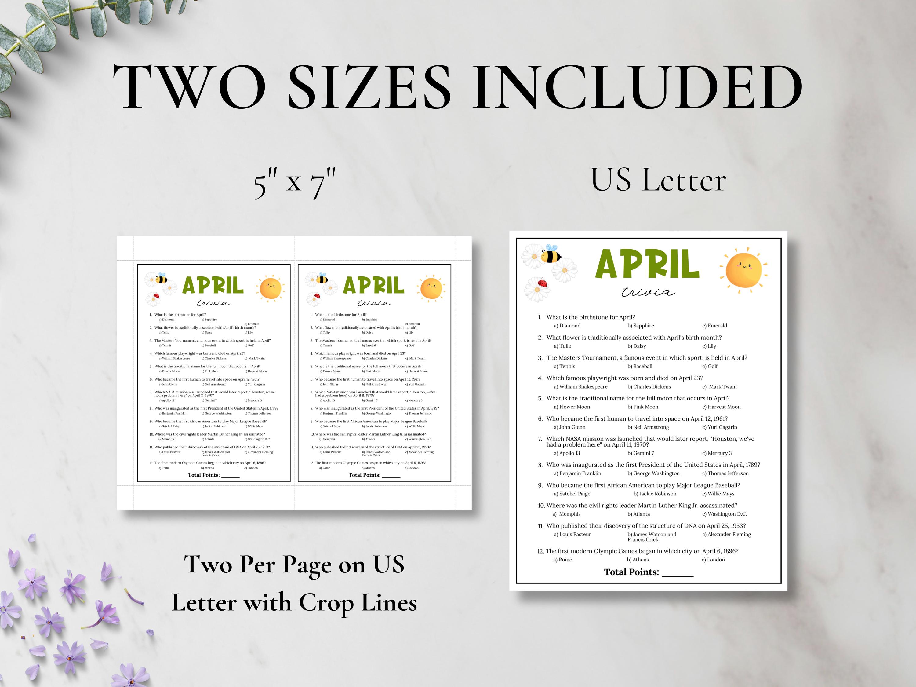 April Trivia Game, Monthly Trivia Questions, April Games, Spring Games ...