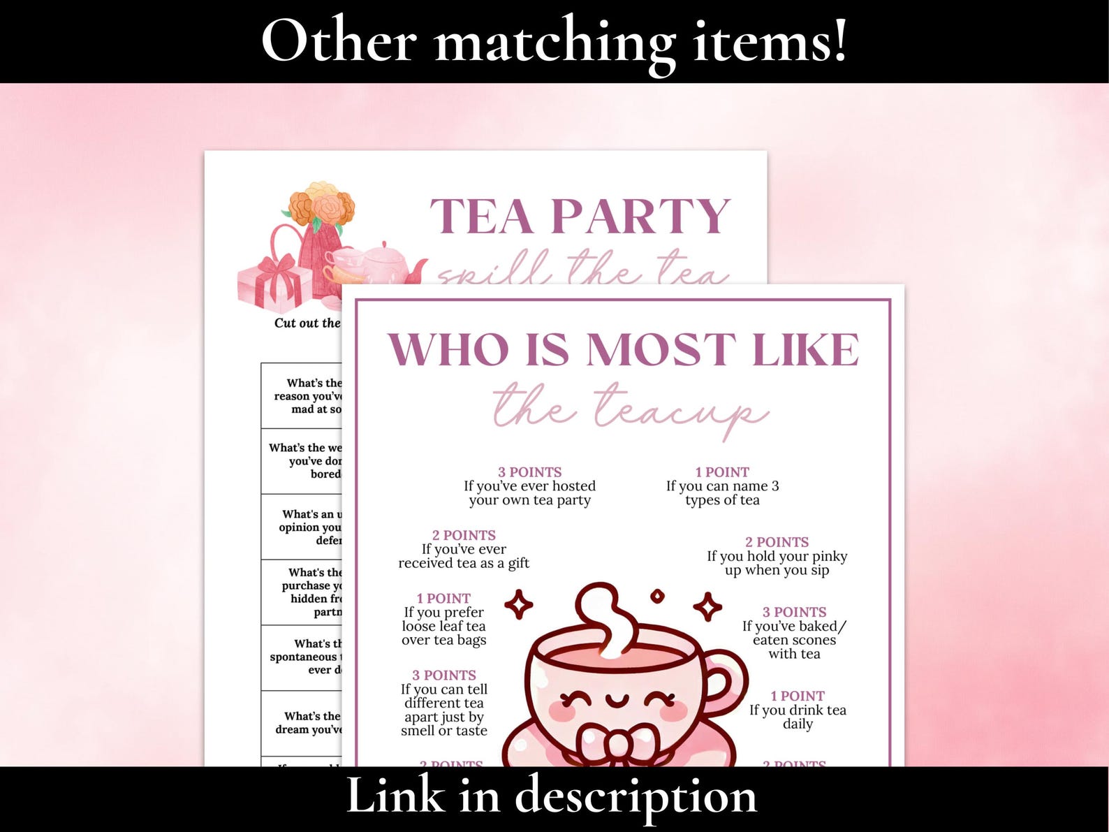 High Tea Trivia Tea Party Trivia Game, Tea Party Game, Ladies Luncheon Game,tea Party ...