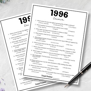 Quizspiel 1996, Spiele zum 30. Geburtstag, Spiele für alle, die 1996 geboren wurden, Spiele für Klassentreffen 1996, Spiele zum 30. Jubiläum, Wissenswertes über 1996, Geburtstagsquiz Bild 5