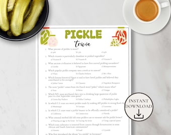 Pickle Trivia Game, Pickle Birthday Game for Kids & Adults, Pickle Themed Party Game, Printable Food Trivia Game, Kind of a Big Dill Party
