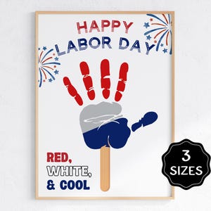 Lavoretto con le impronte delle mani per il Labor Day, lavoretto con ghiaccioli per il Labor Day, attività artistica con le impronte delle mani per bambini e neonati, ricordo con le impronte delle mani del bambino