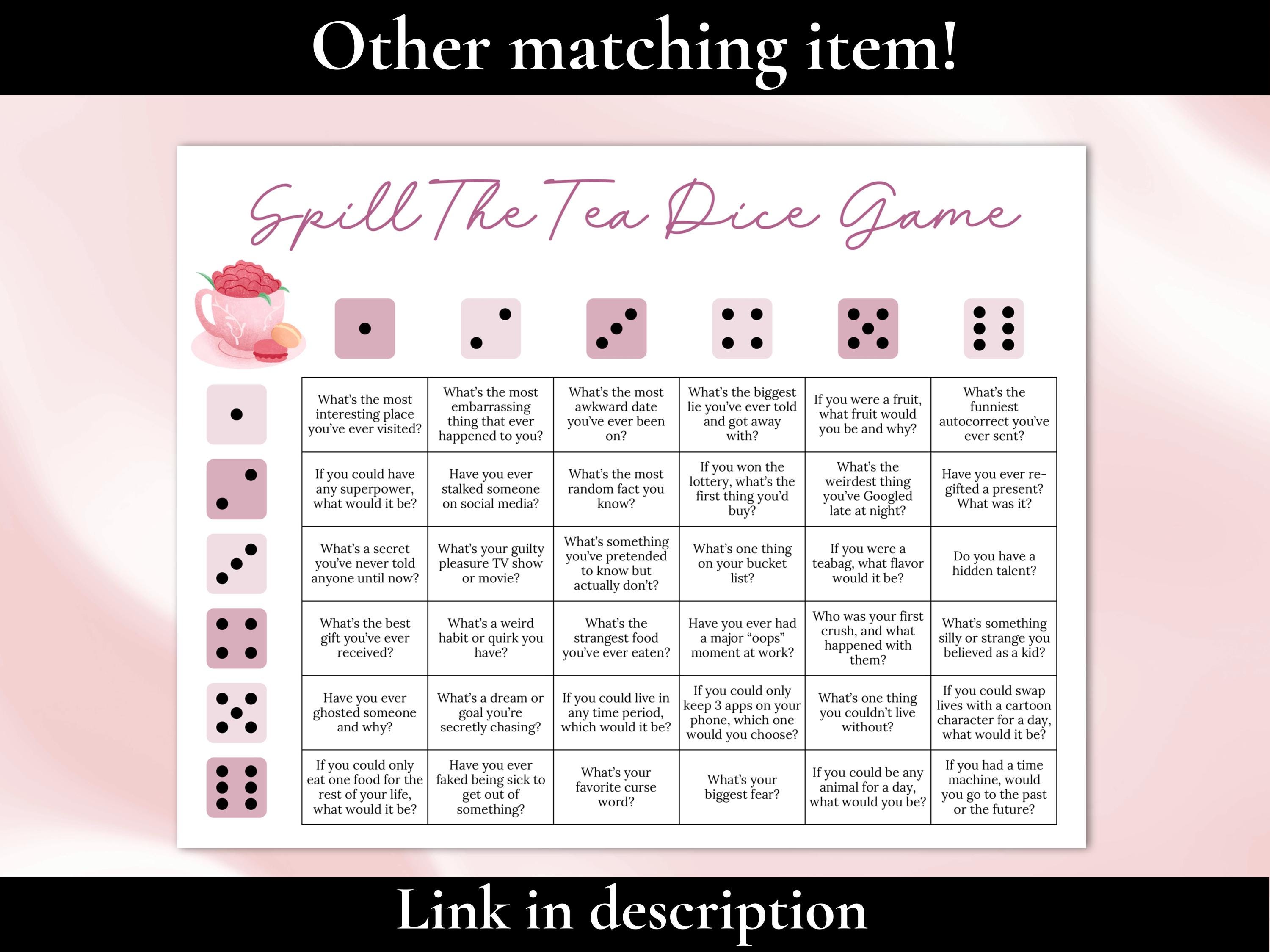 Spill the Tea Game, Tea Party Games Printable, Ladies Luncheon Game ...