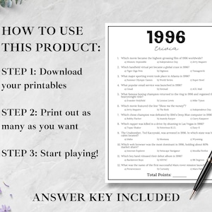 Quizspiel 1996, Spiele zum 30. Geburtstag, Spiele für alle, die 1996 geboren wurden, Spiele für Klassentreffen 1996, Spiele zum 30. Jubiläum, Wissenswertes über 1996, Geburtstagsquiz Bild 3