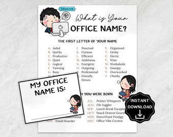 What&#39;s Your Office Name Game with Name Tags, Printable Office Party Games, Team Building Games, Employee Appreciation Ice Breaker Games
