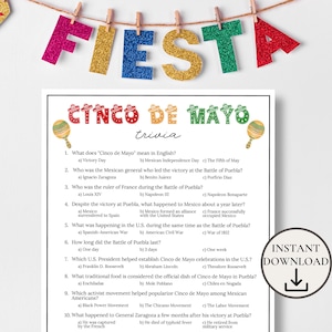 Cinco de Mayo Trivia, Cinco de Mayo Games, Fiesta Games for Kids & Adults, Mexican Fiesta Party Games, Cinco de Mayo Fiesta Office Party