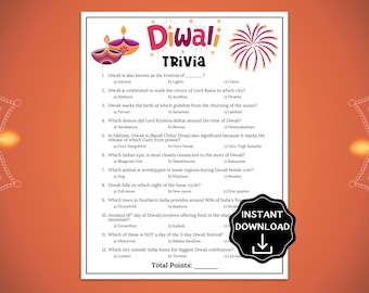 Diwali Trivia Game, Diwali Games, Diwali Party Game, Indian Party Game for Kids & Adults, Indian Festival Games,Diwali Office Party Activity