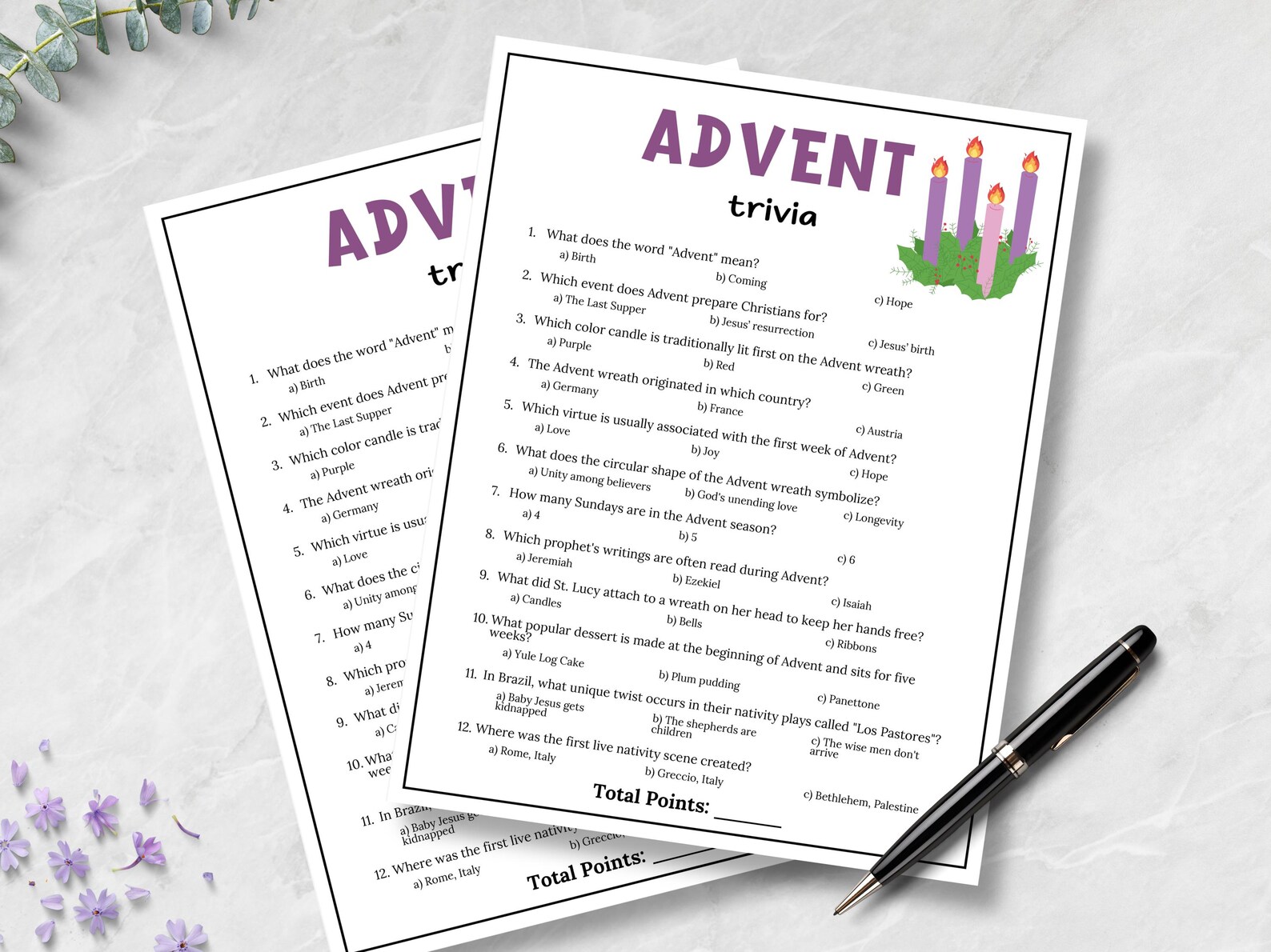 Advent Trivia Game, Nativity Trivia, Christmas Story Quiz, Sunday ...