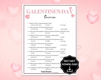 Juego de preguntas y respuestas de Galentines, juegos de Galentines para compañeros de trabajo, juego de noche de chicas y damas, juego de fiesta de Galentine, juegos de San Valentín para grupos