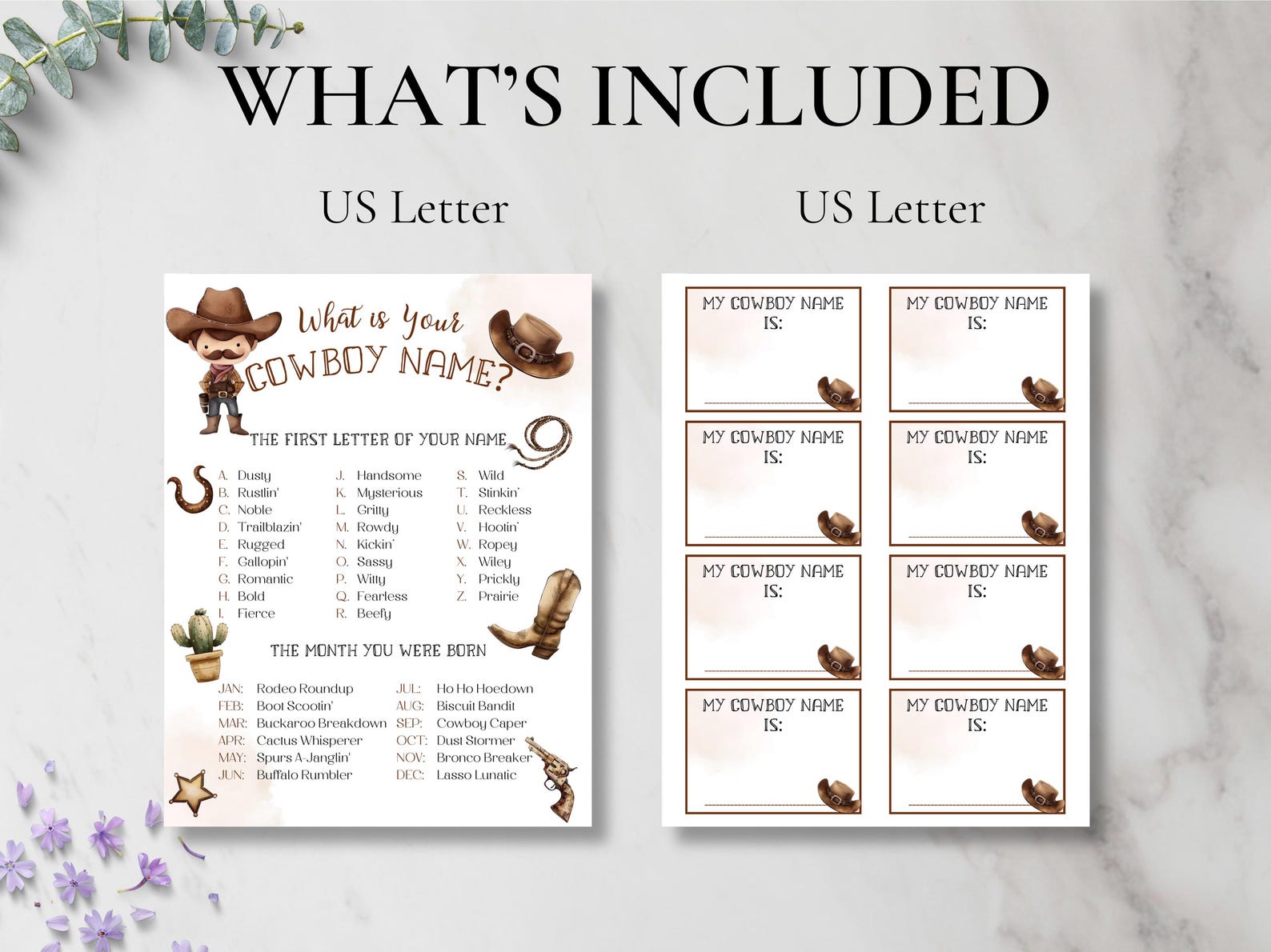 What's Your Cowboy Name With Name Tags, Cowboy Birthday Party Game ...