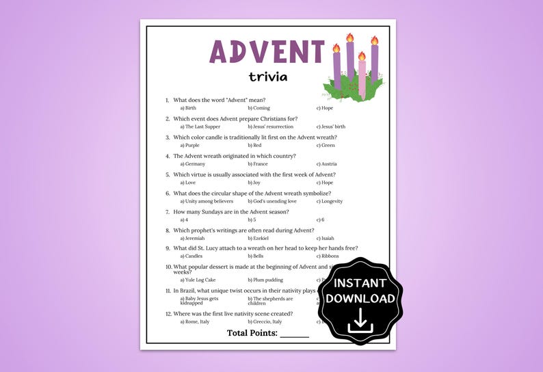 Advent Trivia Game, Nativity Trivia, Christmas Story Quiz, Sunday ...