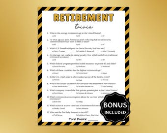 Retirement Trivia Game, Retiree Quiz, Office Retirement Party Games, Coworker Send Off Party Activity, Fun Retiree Party Ice Breaker Game