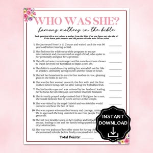 Mothers in the Bible Game, Mother's Day Bible Trivia Game, Christian Mother's Day Activity, Women's Ministry Game, Mother's Day Brunch Games
