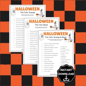 Halloween All Things Orange and Black Game, Halloween Holiday Trivia Game for Kids & Adults, Halloween Party Game, Fall Classroom Activity