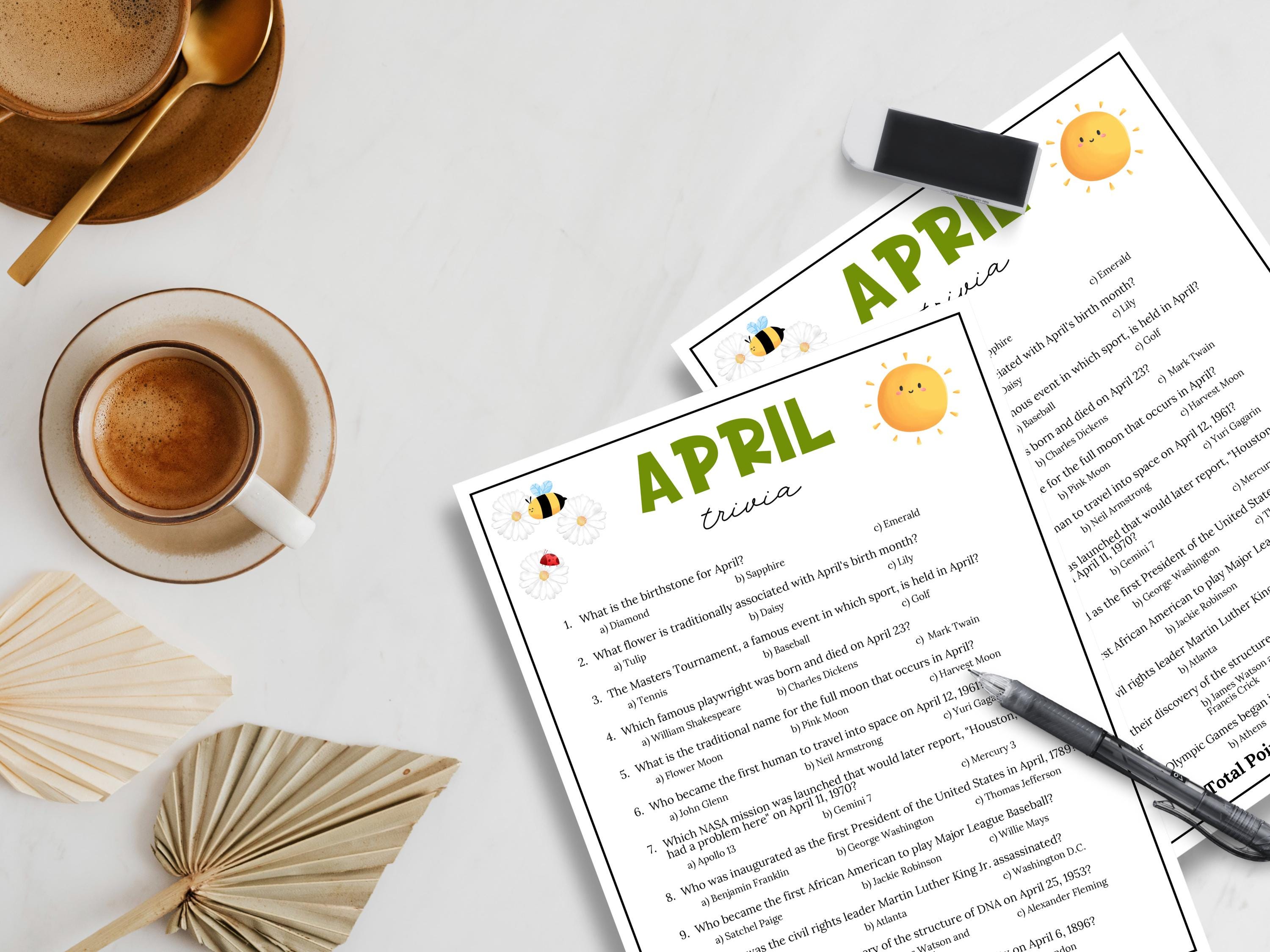 April Trivia Game, Monthly Trivia Questions, April Games, Spring Games ...