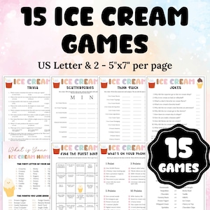 Ice Cream Games Bundle, Ice Cream Party Games, Ice Cream Day Activity for Kids & Adults, Summer Classroom Activities, Ice Cream Shower Game