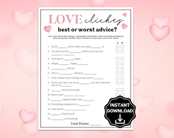 Relationship Sayings Trivia Game, Couple Trivia Game Printable, Couples Game, Date Night Game Ideas, Relationship Games,Valentine's Day Game