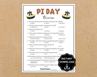 Pi Day Trivia Game, Pi Day Activities for Kids & Adults, Pi Day Party, Pi Day Games, Math Teacher Appreciation Gifts, Classroom Math Games