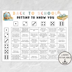 Zurück in der Schule Würfelspiel, lernen Sie Sie kennen Würfelspiel, lustige Fragen im Klassenzimmer Eisbrecher, rollen und sagen Würfelspiel, zurück zu Schulspielen