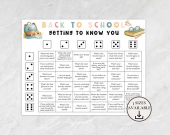 Back To School Dicebreaker, Get To Know You Dice Game, Fun Classroom Icebreaker Questions, Roll and Tell Dice Game, Back To School Games
